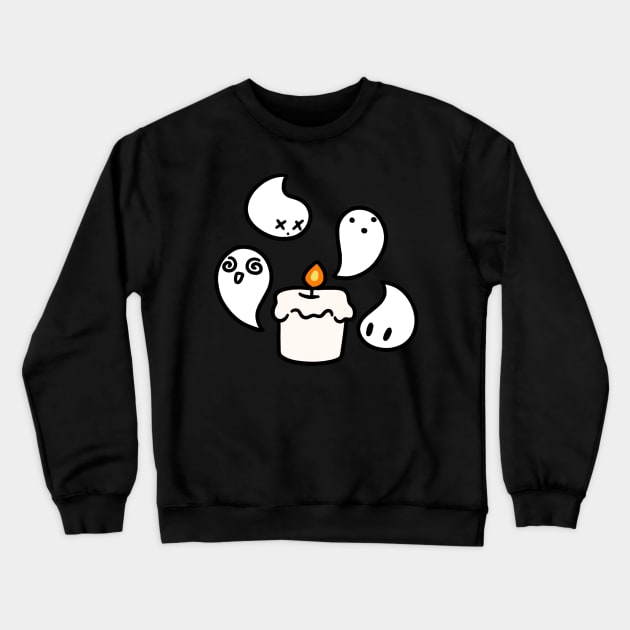 White Candle Ghost Crewneck Sweatshirt by saradaboru